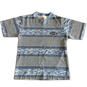 Vintage Guess Blue Striped V-Neck Tee Boys' L 16-18